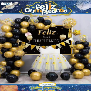 Globos Negro Dorado Set