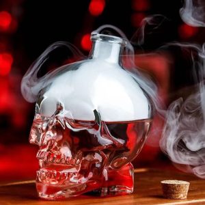 Botella De Vidrio Calavera Con Corcho