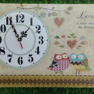 Reloj de Pared Cuadrado Dos Búhos Love