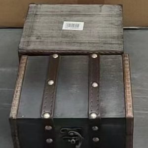 Baúl de Madera Cuadrado Borde con Diseño 2 Rayas