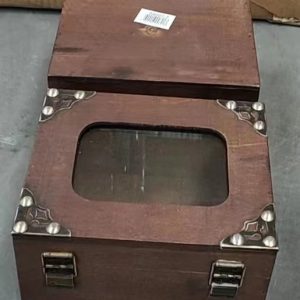 Baúl de Madera Cuadrado con Ventana en el Centro Doble Cierre