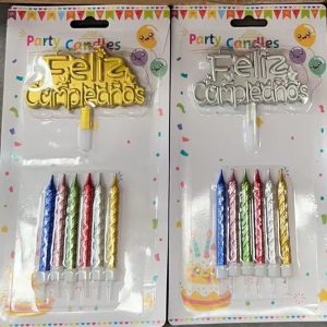 Candelas Palito Twister Metálica con Feliz Cumpleaños