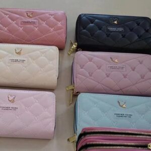 Billetera de Mujer Grande Doble Zipper Adorno Cabeza de Mickey