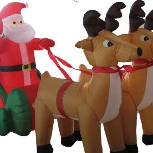 Nav Inflable Santa En Trineo Con Renos