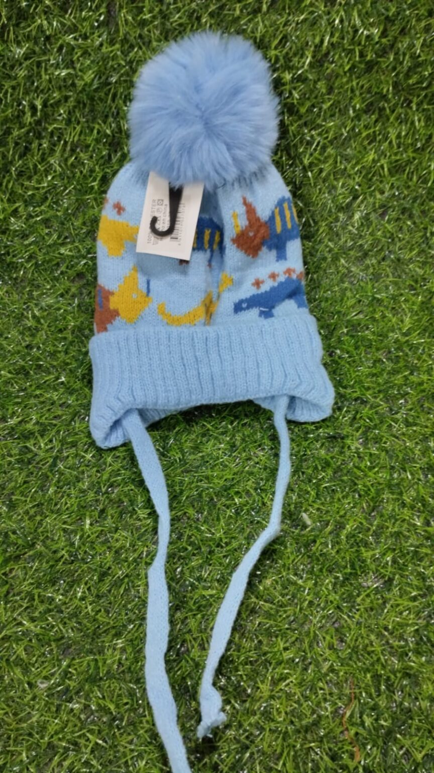 Gorro Lana Dinosaurios Con Cordones - Almacén Rojo Vivo