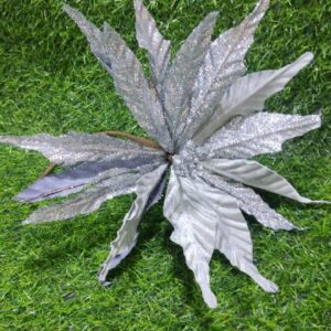 Nav Flor Rama Escarchada Plateada