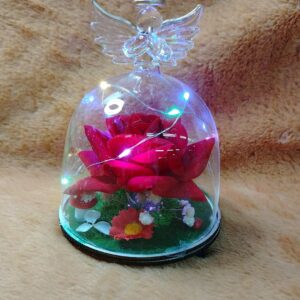 Lampara Rosa Con Flores Y Angel