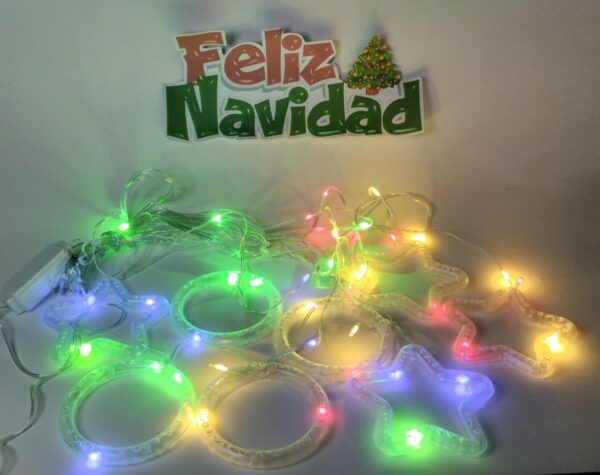 Nav Luces De Cadena Con Figuras Circulos Y Estrellas