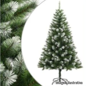 Nav Árbol Verde Con Nieve En Las Puntas