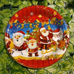 Nav Plato Navideño Redondo Con Borde Dorado