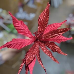 Nav Flor Rama Escarchada Roja