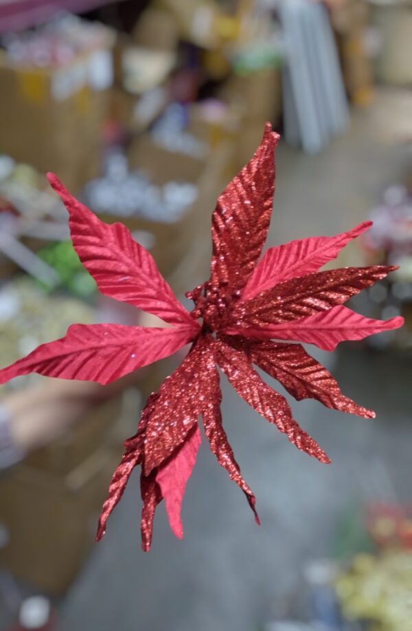 Nav Flor Rama Escarchada Roja 