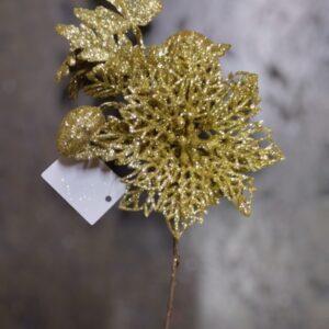 Nav Rama Flor Escarchada Dorada