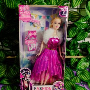 Muñeca En Caja Vestido Gala Con Bufanda Peluda