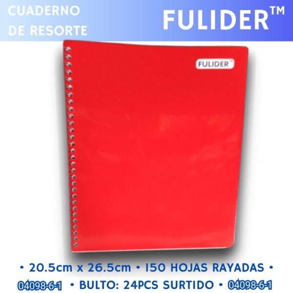 Cuaderno De Resortes Fulider Unicolor - Imagen 3