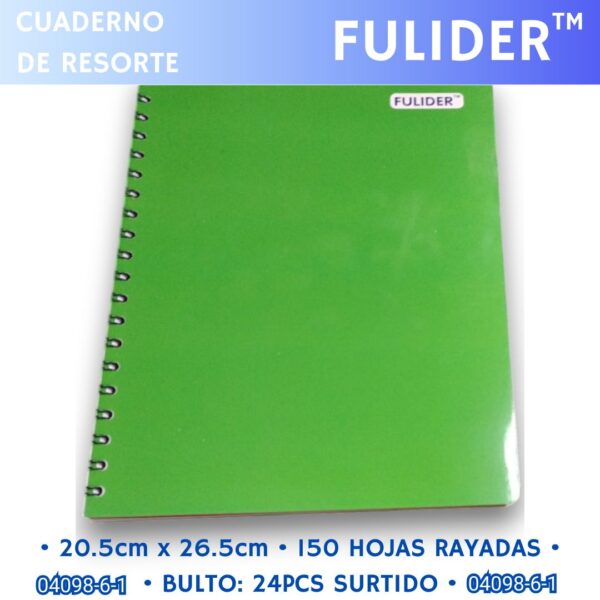Cuaderno De Resortes Fulider Unicolor - Imagen 5