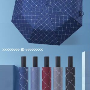 Sombrilla Automática Unicolor Con Diseño De Puntos Y Rayas