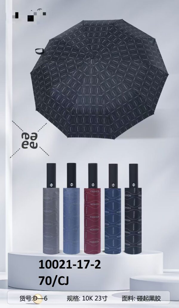 Sombrilla Automática Unicolor Con Diseño De Rayas Y Flores