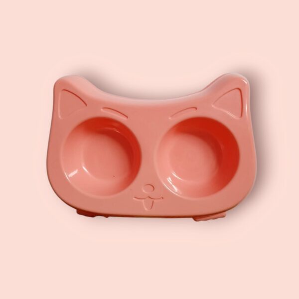 Taza Para Mascota Doble Unicolor Cara De Gato - Imagen 2