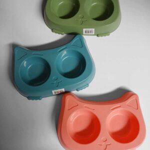 Taza Para Mascota Doble Unicolor Cara De Gato